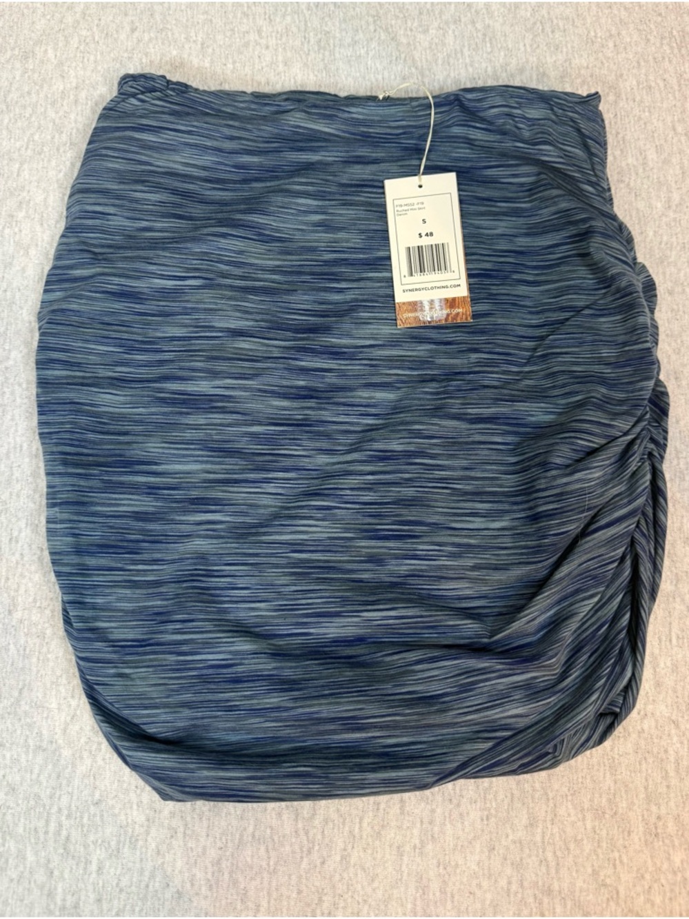 Synergy Organic Clothing Ruched Mini Skirt - Blue Heather Wash - Size Small 💙✨